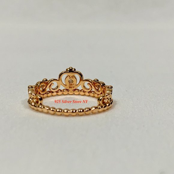 Pandora Rose Gold Princess Tiara Crown Ring 180880CZ - Picture 3 of 5